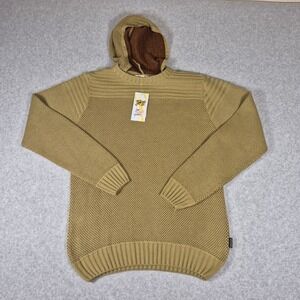 Campus Sutra Knit Hoodie Mens S Beige Textured Waffle Pullover‎ CSMAWSS1251